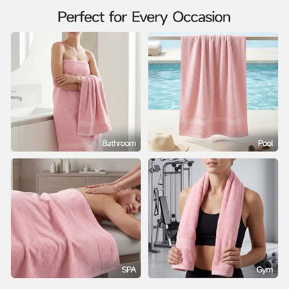 ecolook Ultra Soft 6-Piece Towel Set, 100% Cotton | Lighter Weight, Quick Dry, Highly Absorbent, 2 Bath, 2 Hand, 2 Washcloths, Perfect for Bathroom, Pink - color: Pink
