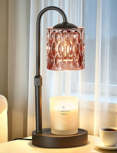 Dimmable Candle Warmer Lamp with Timer, Height Adjustable Electric Candle Wax Warmer, Birthday Gifts for Women Mom, House Warming Gifts New Home Decor, Solid Wood Base, Black Purple Glass - color: Black-purple Glass