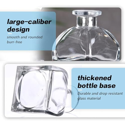 150ml 5 Fl Oz Square Glass Diffuser Bottles, DIY Replacement Reed Diffuser Jars, Fragrance Accessories for Diffuser Sets - size: 150ml