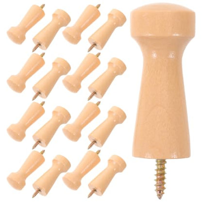 20pcs Raw Wood Peg Wall Hooks with M4 Screws Wooden Coat Hanger Hooks for Closet Organizer Upgrades Easy Installation and Safe Design for Home Storage