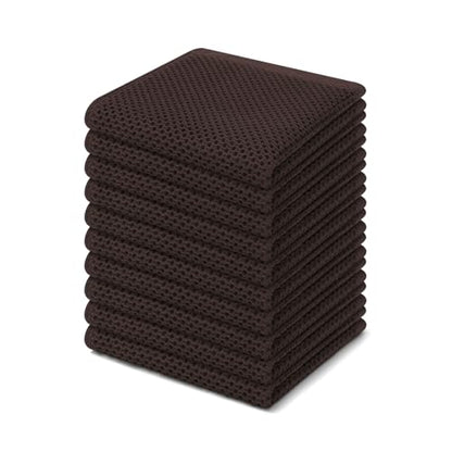 Homaxy 100% Cotton Waffle Weave Kitchen Dish Cloths 10-Pack, Dark Brown | 12 x 12 Inches, Ultra Soft Absorbent Dish Towels, Quick Drying Dish Rags with Hanging Loop - color: Dark Brown, size: 12 x 12 - 10 Pack