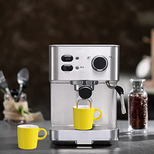 homEdge Mini Porcelain Espresso Cup, 4 Ounces / 120 ml Tiny Ceramic Coffee Mugs Demitasse for Espresso, Tea- Set of 6, Yellow - color: Yellow