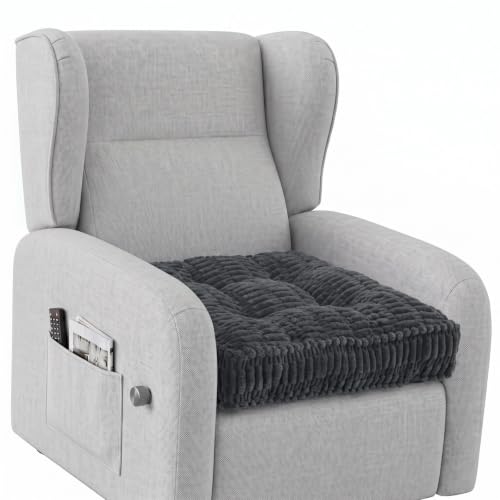 idee-home Recliner Cushions for Elderly, 20x20x5 Inch Recliner Seat Cushion | Corduroy Large Square Seat Cushion Tufted for Recliner Chair, Floor Pillow, Boosting Support Reduce Hip & Lumbar Pain, Grey - color: Grey