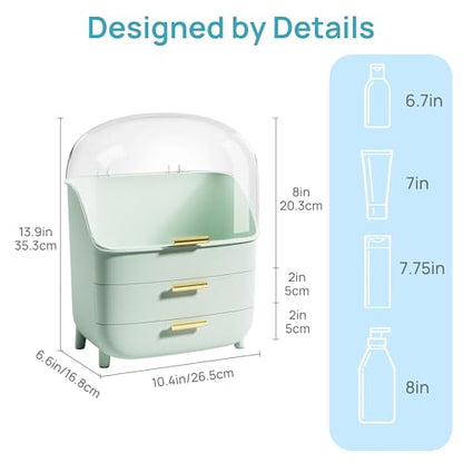Vtopmart 3-Tier Skincare Makeup Organizer with Lid, Green - color: Green, size: With Lid