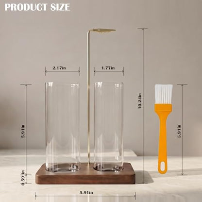 2 in 1 Anti-Ash Incense Holder for Sticks, Upside Down Hanging Incense Burner with Removable Glass Ash Catcher and Wooden Base, Modern Vertical Zen Decor for Home Office Yoga Meditation Room