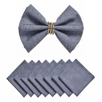 Denim Blue 17x17 Polyester Linen Farmhouse Cloth Napkins Set of 8 | Waterproof, Stain Resistant, Shrink Proof, Washable, fabric, Outdoor, Reusable, Dining, Wedding, Kitchen, Party, Birthday - color: Denim Blue