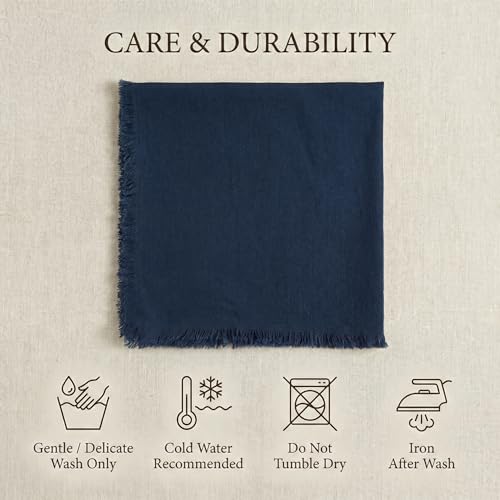ACCENTHOME Navy Cotton Linen Napkin Set of 6 18x18 inch Dinner Napkins | Cotton Linen Blend Napkins, Machine Wash On Gentle Cycle, Economy Pack, Multi Purpose Use, Cotton - color: 07 - Navy, size: 18" x 18" (Set of 6)