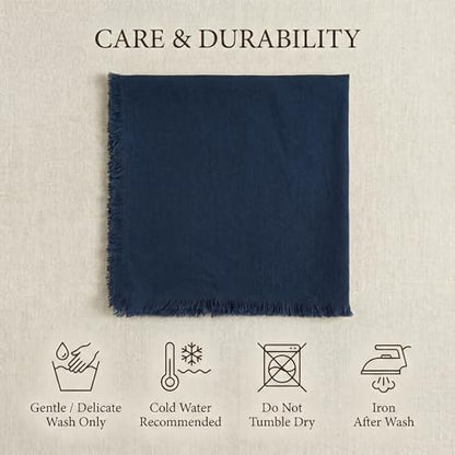 ACCENTHOME Navy Cotton Linen Napkin Set of 6 18x18 inch Dinner Napkins | Cotton Linen Blend Napkins, Machine Wash On Gentle Cycle, Economy Pack, Multi Purpose Use, Cotton - color: 07 - Navy, size: 18" x 18" (Set of 6)