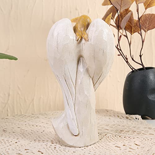 Hodao 8.75inch Resin Praying Angel Sculpture Figurine for Gifts Home Decoration Praying commemorating Angel Statue, exquisitely Carved and Hand-Painted Characters (with Hear) - style: with heart