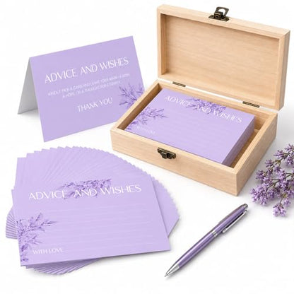 60pcs Lavender Eucalyptus Advice and Wishes Cards, 5.7"x3.8" Wedding Advice Cards for Bridal Shower, 250gsm Thick Paper Wedding Guest Book Alternative, for Mr & Mrs Engagement Party - color: BLUE
