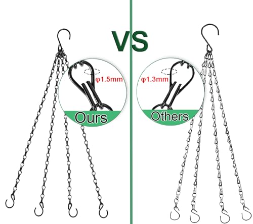 Heybe Hanging Baskets Chains 16 Inches 4 Leads Hanging Chains with S Hooks, Flower Pot Hanger Replacement Plant Hangers for Planters and Lanterns, Pack of 3 - size: 16 Inches 4 Leads