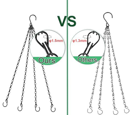 Heybe Hanging Baskets Chains 16 Inches 4 Leads Hanging Chains with S Hooks, Flower Pot Hanger Replacement Plant Hangers for Planters and Lanterns, Pack of 3 - size: 16 Inches 4 Leads