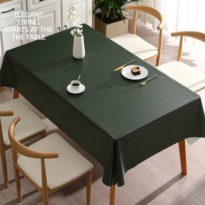 PVC Tablecloth Waterproof Rectangle Table Cloth, Oil Proof & 185°F Heat Resistant Wipeable Cover, Heavy Duty Non for Kitchen Dining Camping Festivities (70"x55") (Dark Green) - color: Dark Green