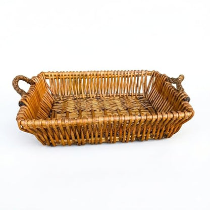 Wicker Nesting Baskets with Handles, Natural Brown, Willow, Farmhouse Style, Set of 5, Multi-Purpose Home Organizer