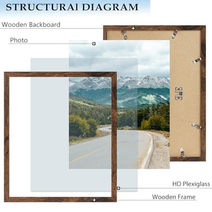 10x12 Picture Frame Deep Brown for Wall Hanging, Wood 10 x 12 Frame Photo Frame for Wall Horizontally or Vertically, Deep Brown, 3 Pack - size: 10x12 inch