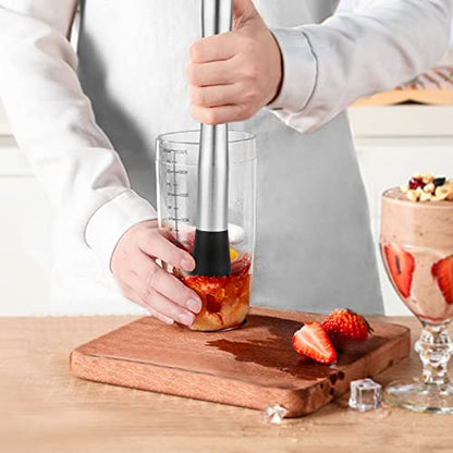tifanso 2PCS 10" Stainless Steel Cocktail Muddler & Mixing Spoon for Bar | Long Handle Design, Ideal for Mojitos & Fruit Drinks, Sturdy & Rust Proof, Essential Bar Tools for Home & Professional Use