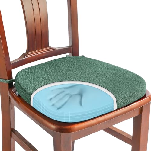 SINOSSO 1 Pack Memory Foam Chair Cushions for Dining Chair, Friendly Woven Fabric 16" U-Shape Comfortable Kitchen Chair Pad, Removable Slip Resistant Seat Cushion (1 Piece, Green) - color: Green