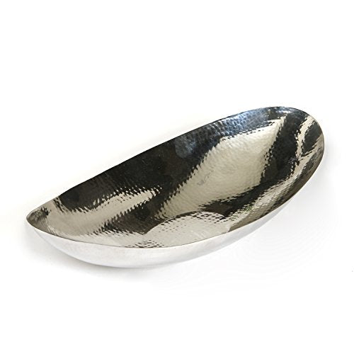 Hosley Hammered Stainless Steel Oval Bowl – 13.5” Decorative Centerpiece for Candles, Orbs, Potpourri & Table Styling | Modern Home & Event Décor - size: 13.5" Long x 1 count