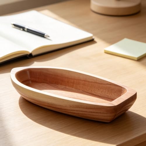 Artibetter Wood Boat Serving Tray, Decorative Jewelry Dish for Ring, Key, Farmhouse Rustic Storage Dish for Entryway, Bathroom Vanity, Wedding Housewarming Gift