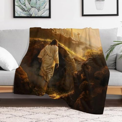 Jesus Leaving The Tomb 01 Flannel Blankets Fleece Soft Throw Lightweight Plush Gifts for Couch, Bed, Cozy Sofa Plush, Chair, Lovers 60x80in(150x200cm) - color: Style-10, size: 60x80in(150x200cm)