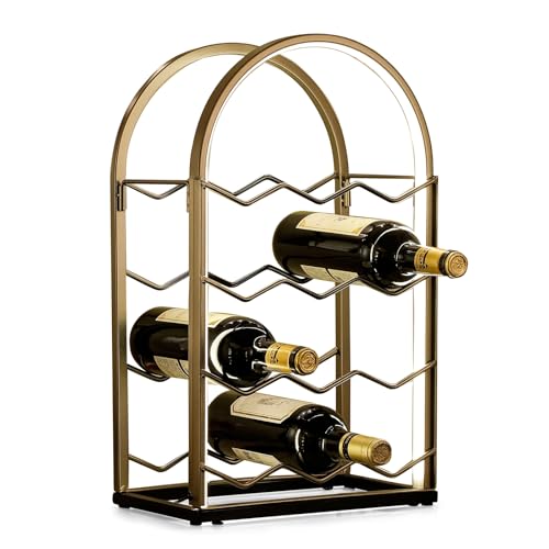 LED Countertop Wine Rack - 12 Bottle Freestanding Modern Metal Wine Rack - Tabletop Wine Holder Stand for Cabinet, Pantry, Wine Bottle Storage - color: 12 Bottles With Led Light