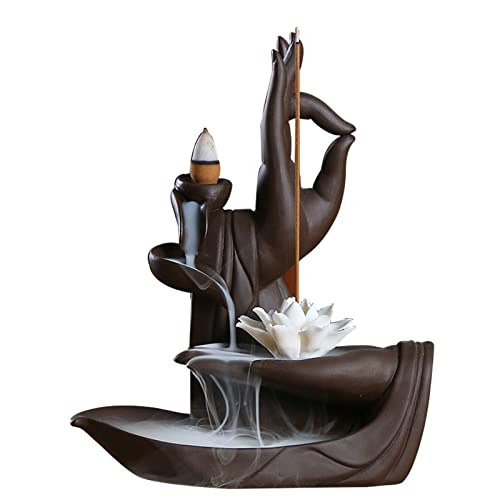 Comeon Backflow Incense Holder Burner Handmade Ceramic Lotus | Handmade Ceramic Lotus Design, Holds Incense Cones and Sticks, Includes 10 Backflow Incense Cones Perfect Home Decor