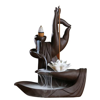 Comeon Backflow Incense Holder Burner Handmade Ceramic Lotus | Handmade Ceramic Lotus Design, Holds Incense Cones and Sticks, Includes 10 Backflow Incense Cones Perfect Home Decor