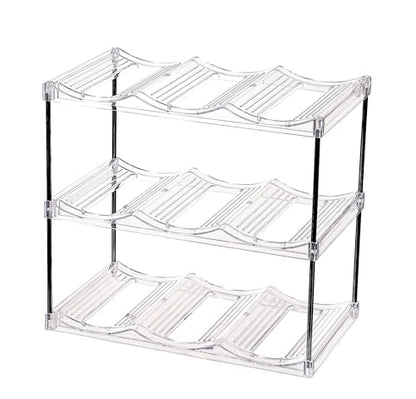 3 Tier Stackable Wine and Water Bottle Holder Free-Standing Fridge Wine Bottle Organizers Clear Plastic Water Bottle Holder for Cabinet,Refrigerator,Pantry,Kitchen Countertops,Holds 9 Bottles - size: 3 Tier-Holds 9 Bottles