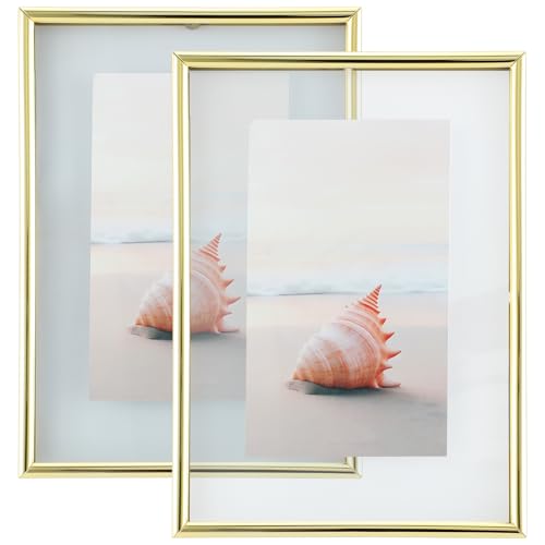 Gold Floating Picture Frame (5"×7",2 Set), Wall-mounted or Wall-leaning, Vertical or Horizontal, For Photo Sizes (4×6,3×5,2×3), Classy Gift For Festival, Home or Wedding - color: Gold, size: 5"×7"(2Pcs)