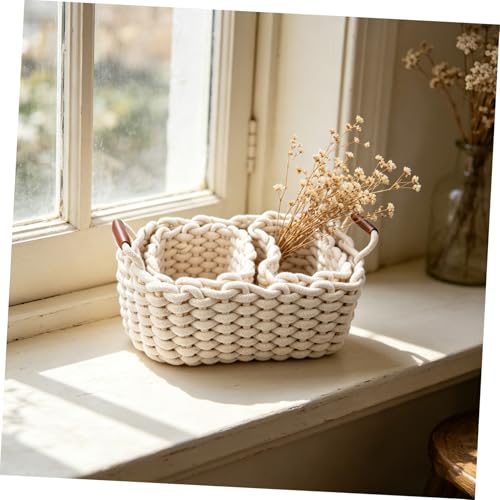 3Pcs Eco-friendly Nesting Storage Baskets with Handles Versatile Woven Boxes for Household Organization and Home Decoration Safe for Play