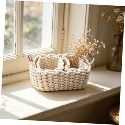 3Pcs Eco-friendly Nesting Storage Baskets with Handles Versatile Woven Boxes for Household Organization and Home Decoration Safe for Play
