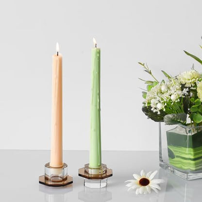Kitcom Taper Candle Holders Pack of 2, Small Cute Candle Holders for Table Centerpiece, Home Decor and Party, Brown