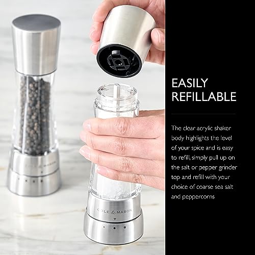 Cole & Mason Derwent Grinder Set - Precision Mechanisms and Sea Salt and Peppercorns - Derwent Salt and Pepper, Stainless Steel - color: Stainless Steel
