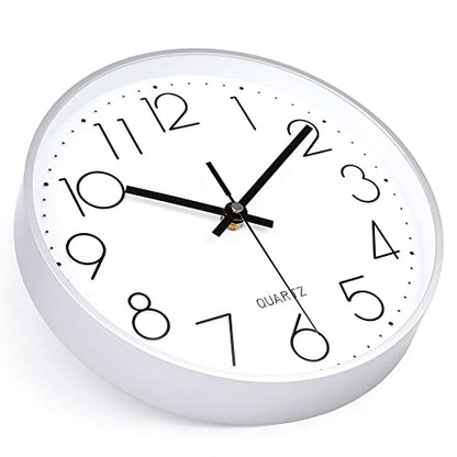 10 Inch Silver Wall Clock Battery Operated Silent & Non-Ticking Wall Clock for Home Office Bathroom - color: Silver, size: 10 Inch