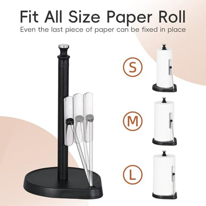 Dailyart Paper Towel Holder Countertop with One Hand Tear, Tension Arm - color: Matte Black