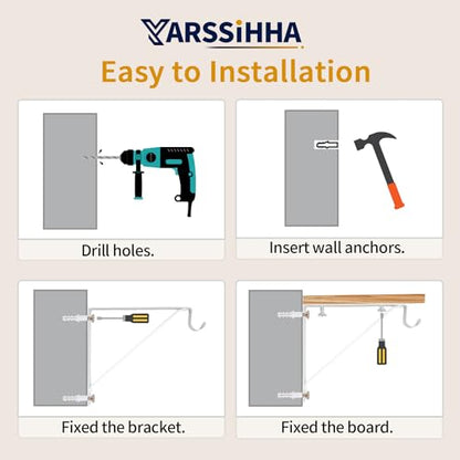 Yarssihha 6 Pack Closet Rod Bracket, 12 x 10.4 Inch Wall Mounted Closet Shelf Bracket, White Closet Rod Support Bracket with Screws - style: White-6 pack