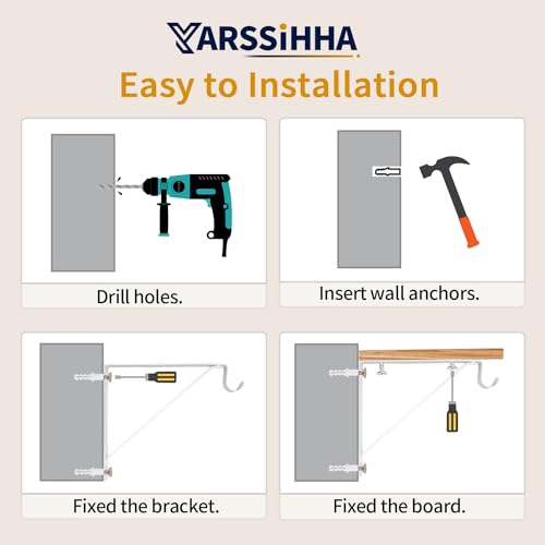 Yarssihha 4 Pack Closet Rod Bracket, 12 x 10.4 Inch Wall Mounted Closet Shelf Bracket, White Closet Rod Support Bracket with Screws - style: White-4 pack