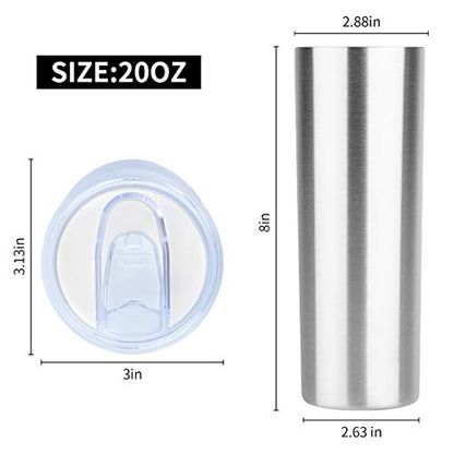 HASLE OUTFITTERS 20 oz Skinny Tumbler, Stainless Steel Insulated Slim Tumbler with Lid, Reusable Double Wall Travel Coffee Mug, Durable Powder Coated Travel Water Cup(Stainless Steel, 1) - color: Stainless Steel, size: 20 Ounces
