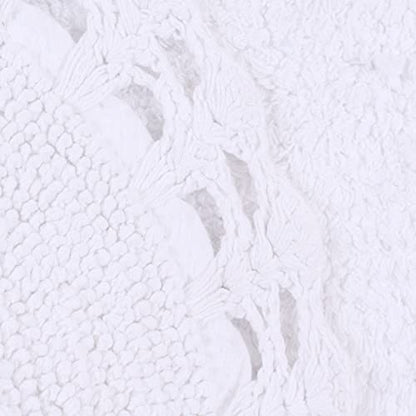Home Weavers Hampton Crochet Reversible Bathmat 100% Cotton Bathroom Rugs Set, Washable Rug, Extra Soft and Absorbent Bath Rug, Kitchen Mat, Bath Mat Set, Mat Non Slip, 17"x24" Rectangle, White - color: White, size: 1'5" x 2' (Oval)