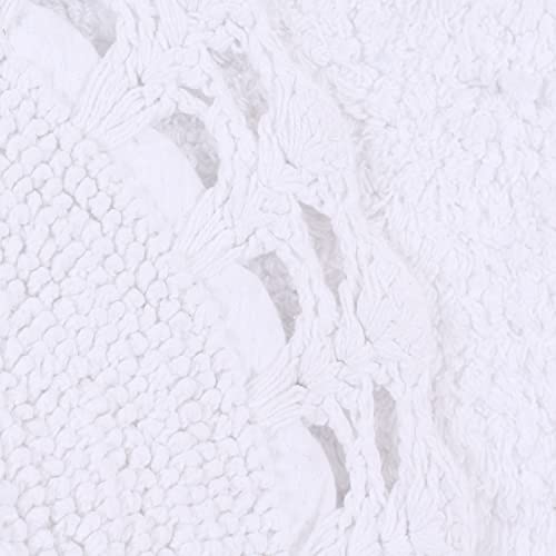 Home Weavers Hampton Crochet Reversible Bathmat 100% Cotton Bathroom Rugs Set, Washable Rug, Extra Soft and Absorbent Bath Rug, Kitchen Mat, Bath Mat Set, Mat Non Slip, 20"x20" Contour, White - color: White, size: 1'8" x 1'8" (Contour)