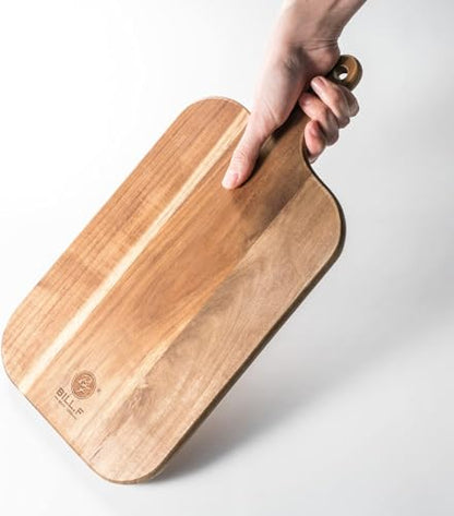 BILL.F Wood Cutting Board for Kitchen Set of 2 Cutting Board Wood with Handle for Meat,Cheese Board,Vegetables, Bread,Charcuterie - Decorative Wooden Serving Board for Kitchen and Dining Room - style: Round+Square
