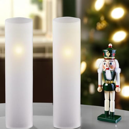 WGVI Hurricane Candle Holder Sleeve, W: 3", Ht: 14", Frosted Glass Cylinder Open Both Ends, Chimney Tube Shade, 2 Pieces - color: Frosted, size: 3x14"H
