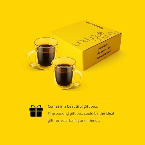 PunPun Coffee 12oz.350ml Glass Mugs Espresso Cups Coffee Glass Cups Champagne Glass Clear Drinking Cups, Tea Cups Wine Glass, Microwave Safe Borosilicate Glass Cup (12 OZ./Set of 2) - color: 350ml / set of 2