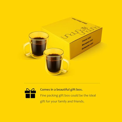 PunPun Coffee 12oz.350ml Glass Mugs Espresso Cups Coffee Glass Cups Champagne Glass Clear Drinking Cups, Tea Cups Wine Glass, Microwave Safe Borosilicate Glass Cup (12 OZ./Set of 2) - color: 350ml / set of 2