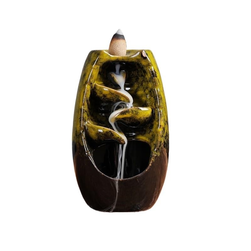 Backflow Incense Burner Ceramic Backflow Incense Burner Aromatherapy Burner Home Incense Burner Ornaments Home Incense Cone Incense Burner Aromatherapy Ornament Incense Waterfall(C) - color: C