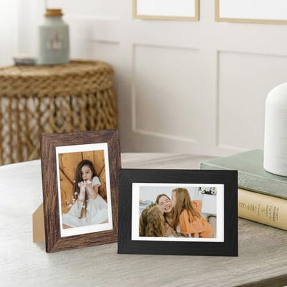 Vittanly 4x6 Picture Frames Set of 12, Wall & Tabletop, Black&Brown&White | Display Pictures 3.5x5 with Mat or 4x6 without Mat, Small Photo Frames, Engineered Wood with Shatter Resistant Plexiglass - color: Black&Brown&White, size: 4x6