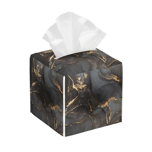 Tissue Box Cover Square,Black Gloden Fluid Marble Tissue Box Holder Waterproof Leather Facial Paper Case Modern Home Decoration for Bedroom Dresser Night Stand Office Desk - color: Color11