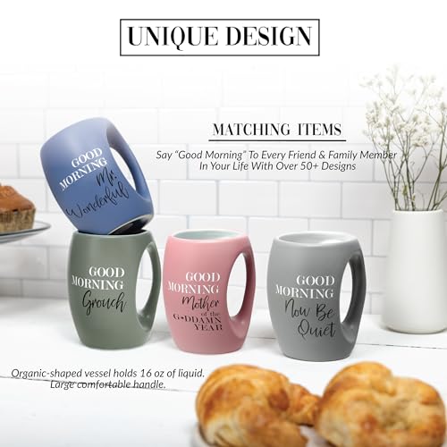 Pavilion Gift Company - Good Morning Now Be Quiet - 16 oz Green Coffee Mug Tea Cup Gift From Wife Husband Girlfriend Boyfriend Anniversary Parenting Mom Dad Birthday Long Distance Present - color: Gray, White, Black
