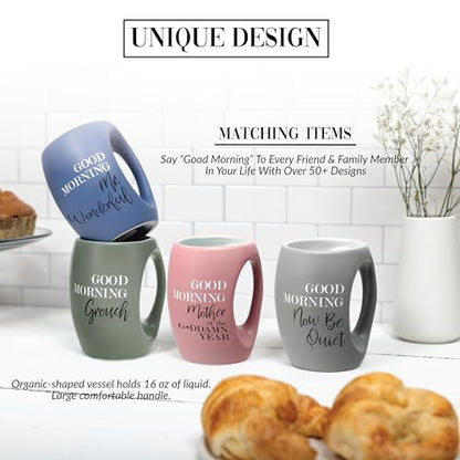 Pavilion Gift Company - Good Morning Mother Of The G*ddamn Year - 16 oz Pink Coffee Mug Tea Cup Gift From Daughter Son Mom Friend Mommy Mama Wife Birthday Long Distance Present - color: Pink, White, Black