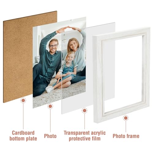 POILKMNI 4x6 In Four Picture Frame 4 Hinged Photo Frame with 4 Openings | Natural Wood Foldable Photo Frame High Definition Acrylic for Mothers Day Father's Day Christmas Gift, Family Picture, White - color: White, size: 4x6